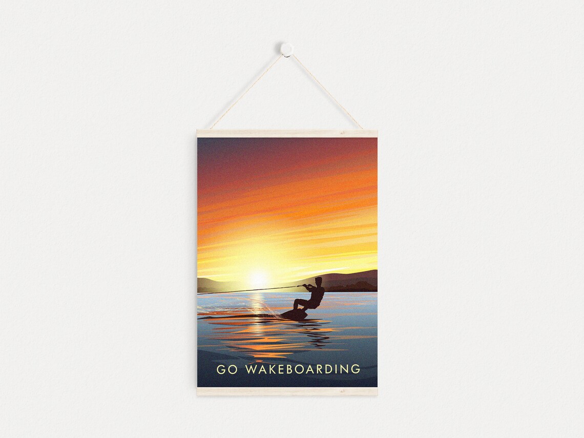Go Wakeboarding Retro Travel Poster, Outdoor Adventure - Image 3