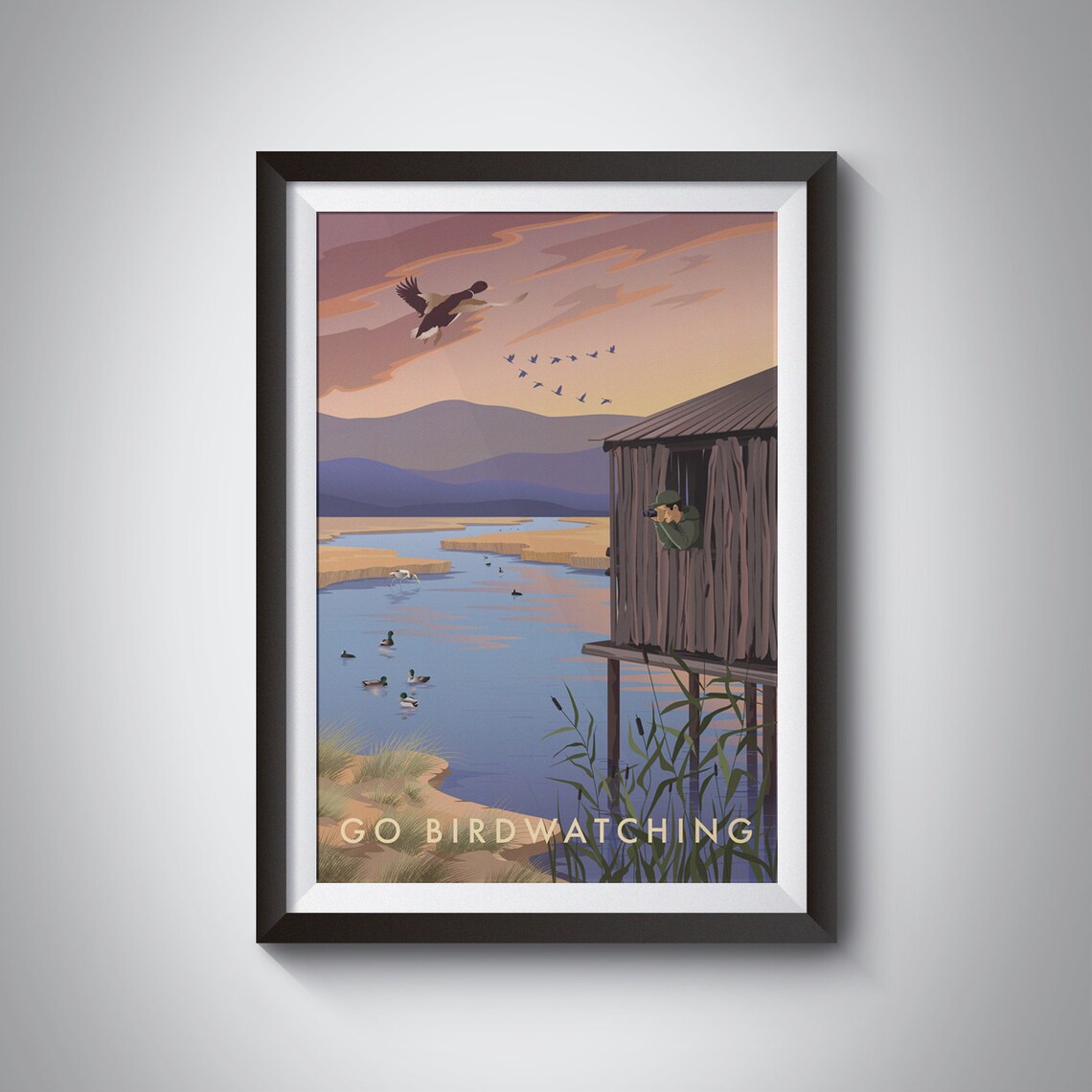 Go Birdwatching Vintage Travel Poster Art Print