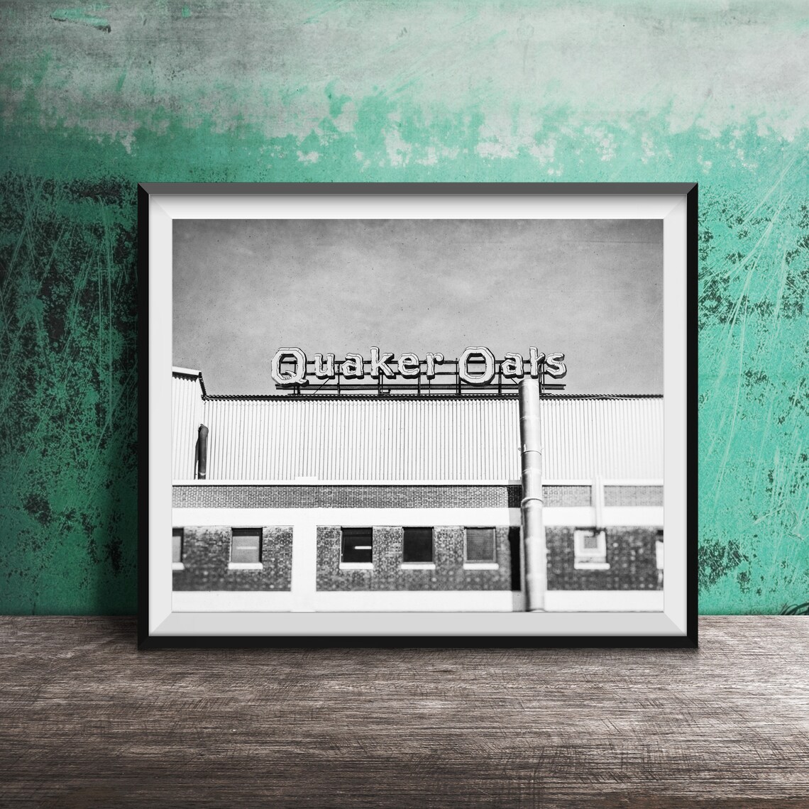 Quaker Oats Factory Rooftop Sign Cedar Rapids Iowa Brick Poster - Image 2