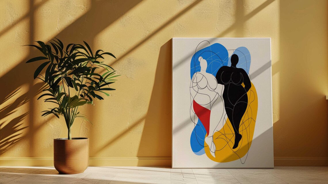 Inclusive Couple Bodies Line Art Color Block Gallery Art Poster - Image 2
