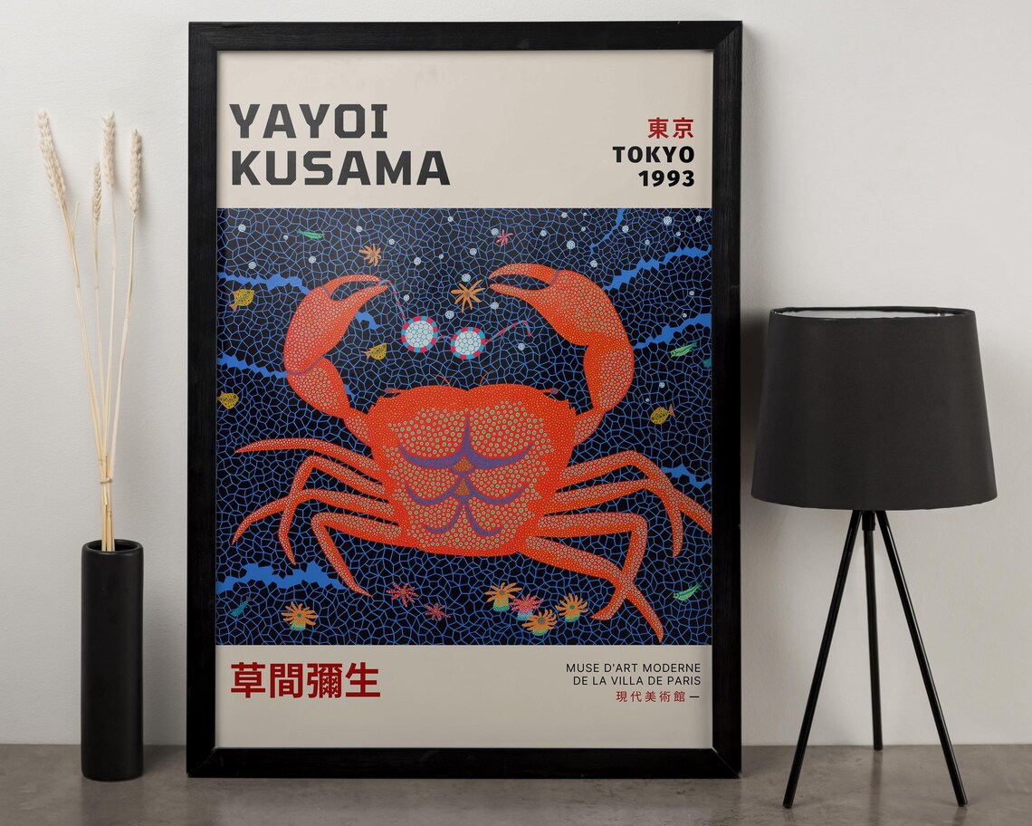 Yayoi Kusama Tokyo 1993 Red Crab Exhibition Gallery Art Poster