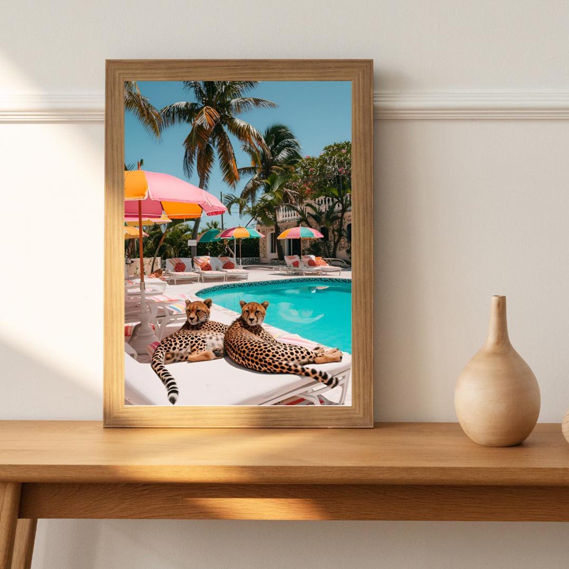 Two Leopards Poolside Tropical Resort Summer Relaxing Poster - Image 3