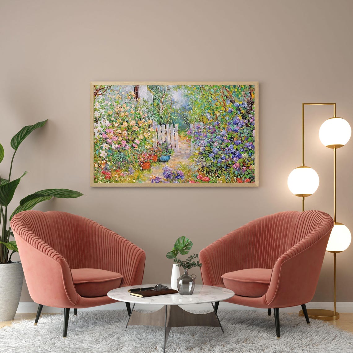 Impressionist Flower Garden Gate Canvas Blooming Spring Wall Art - Image 3