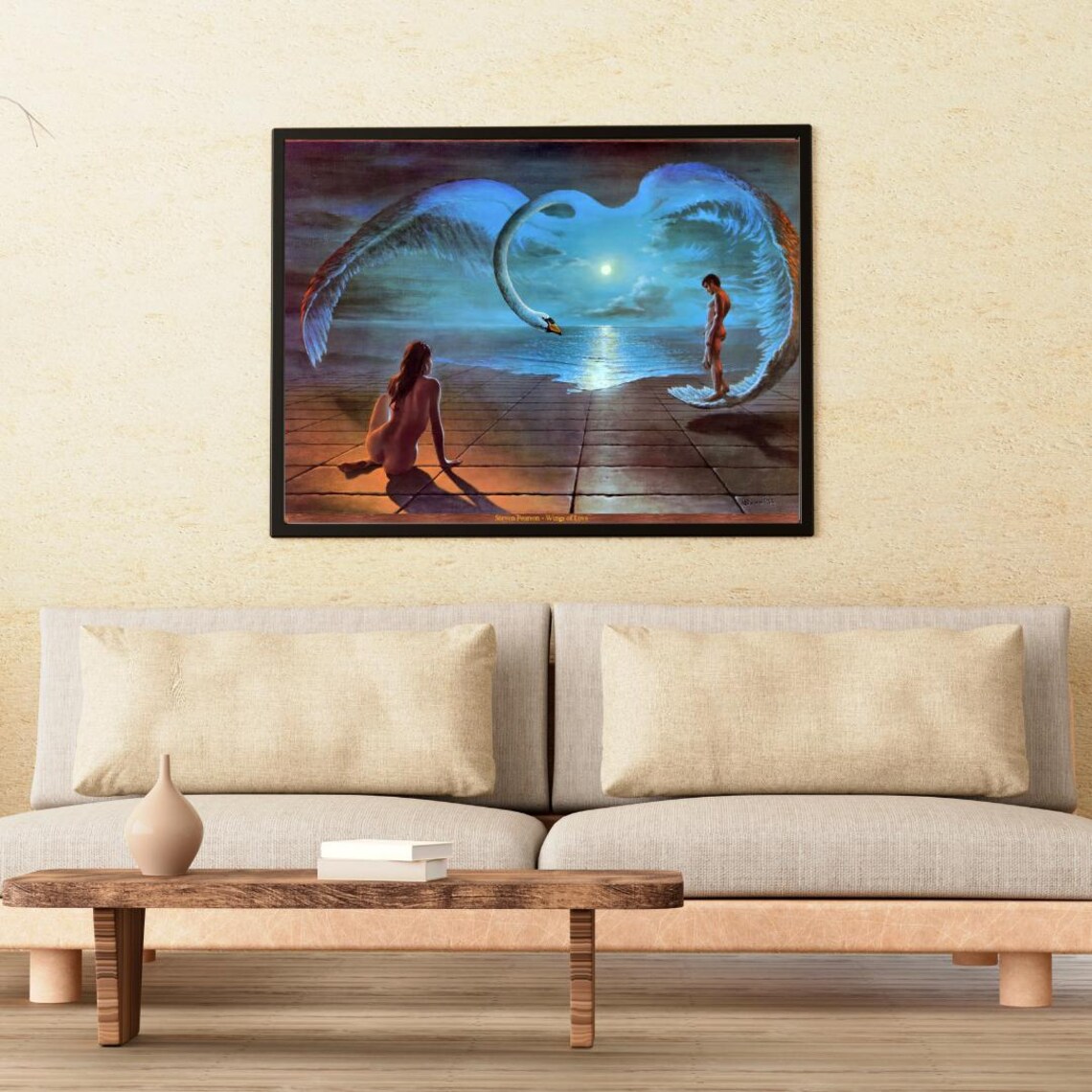 Wings of Love Twin Swans Romantic Fantasy Moonlit Art Poster - Image 4