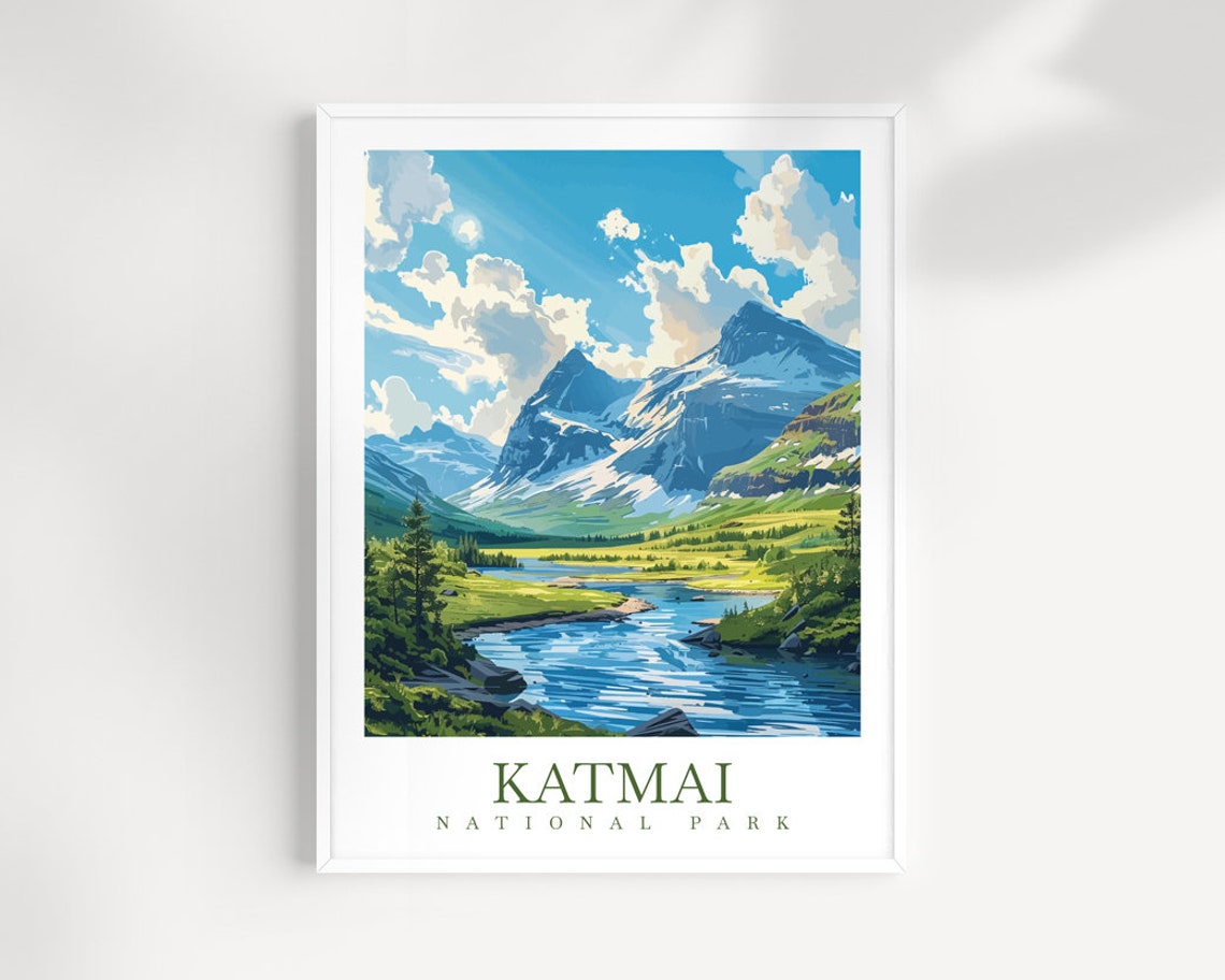 Katmai National Park Alaska Mountain Lake Wilderness Landscape Poster