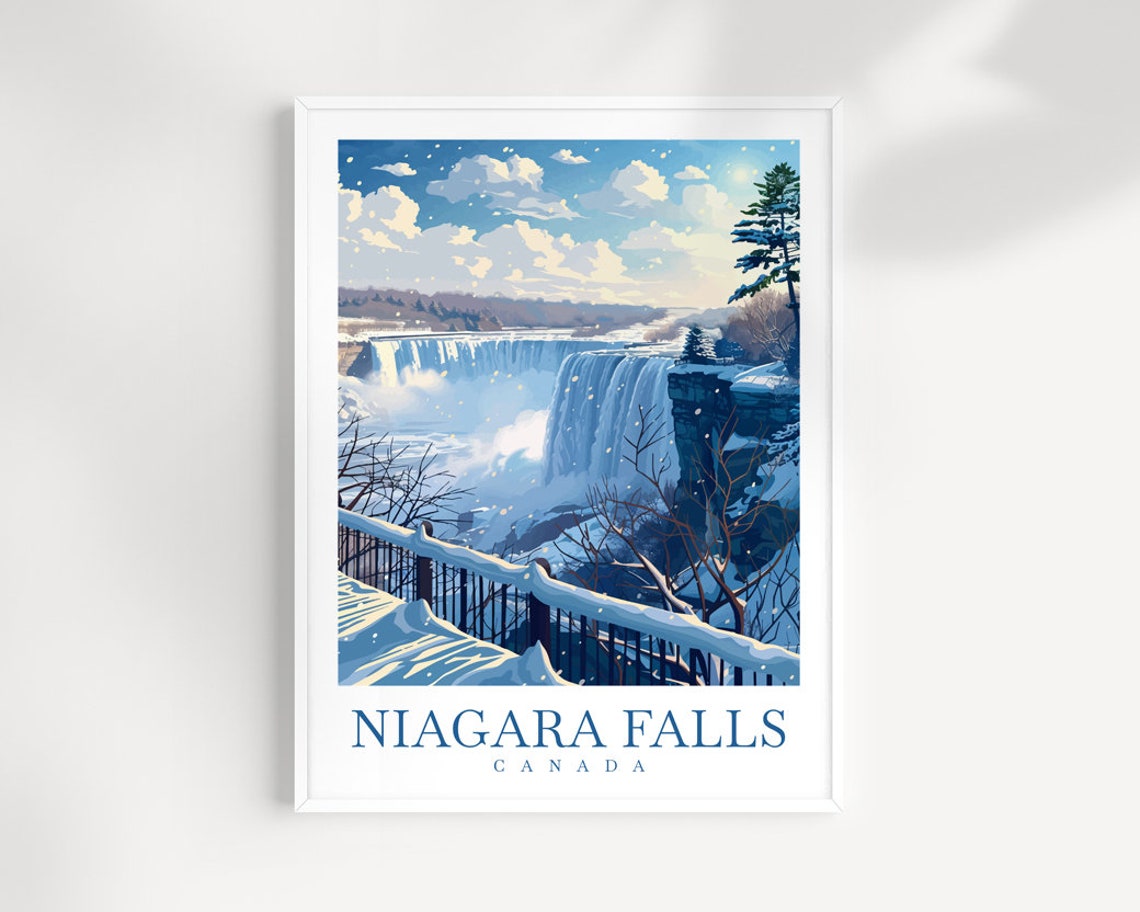 Niagara Falls Canada Winter Snow Frozen Falls Waterfall Poster