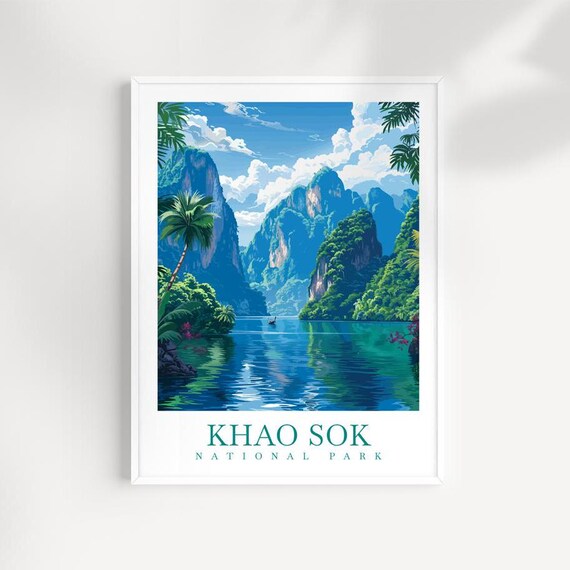 Khao Sok National Park Limestone Karst Lake Thailand Travel Poster