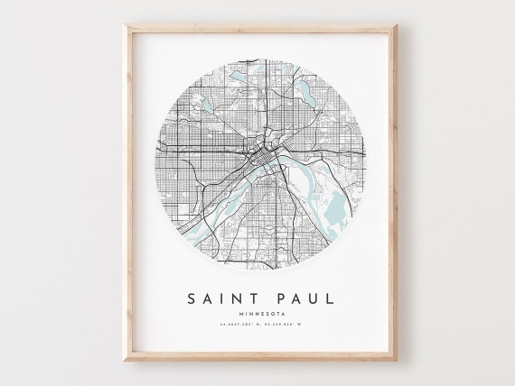 Saint Paul Minnesota Map Print, Modern City Wall Art