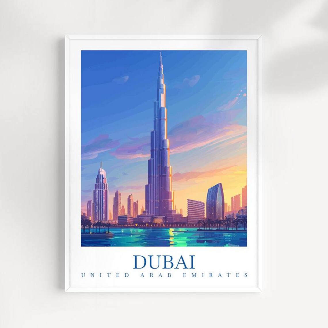 Dubai Skyline Art Print United Arab Emirates Travel Poster