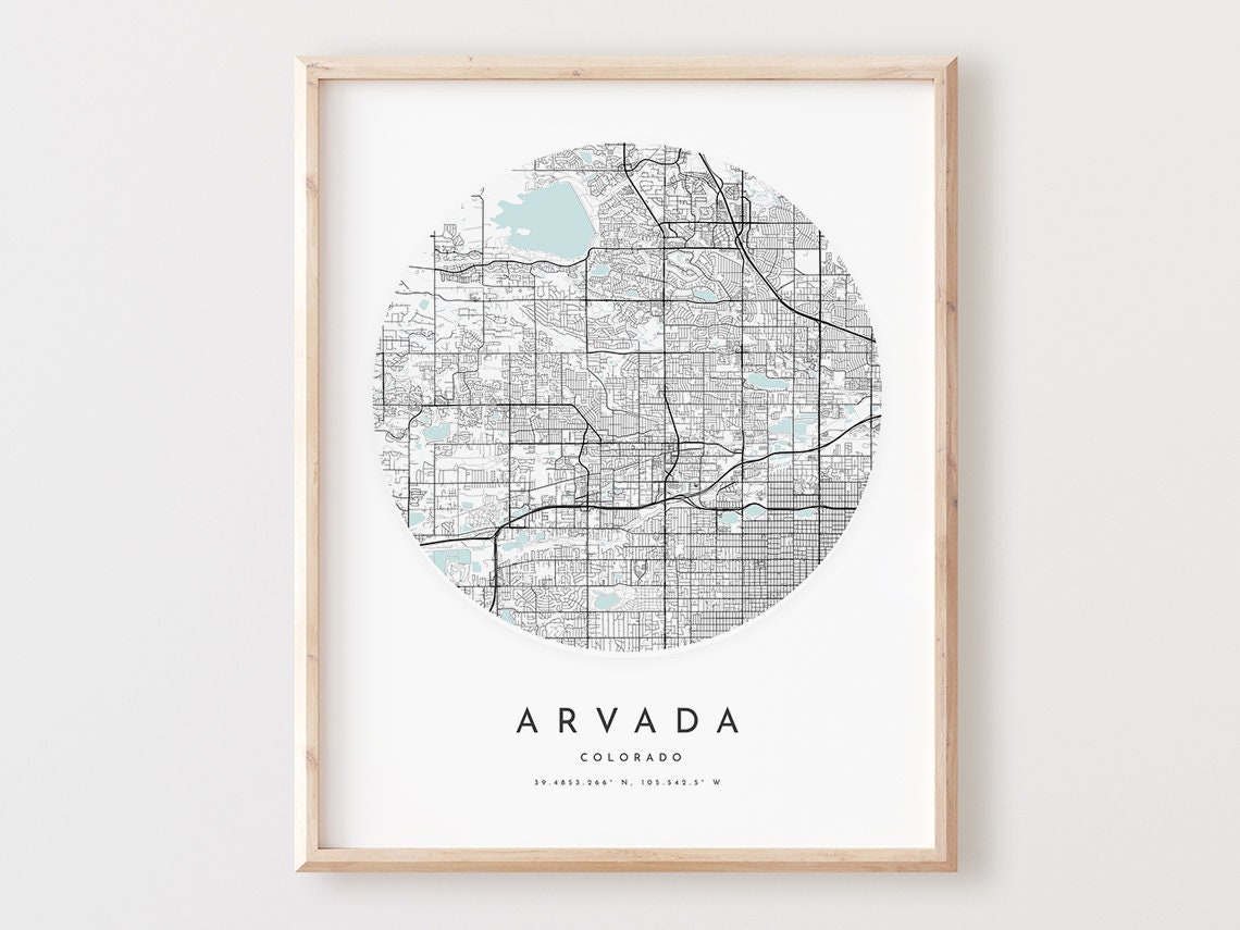 Arvada Colorado Minimalist Circular City Street Map Art Poster