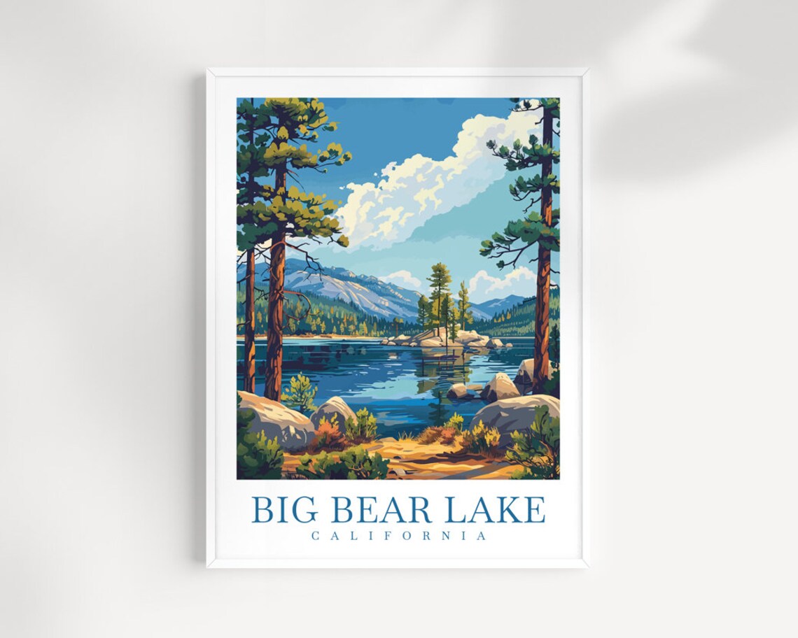 Big Bear Lake Travel Poster, California Wall Art