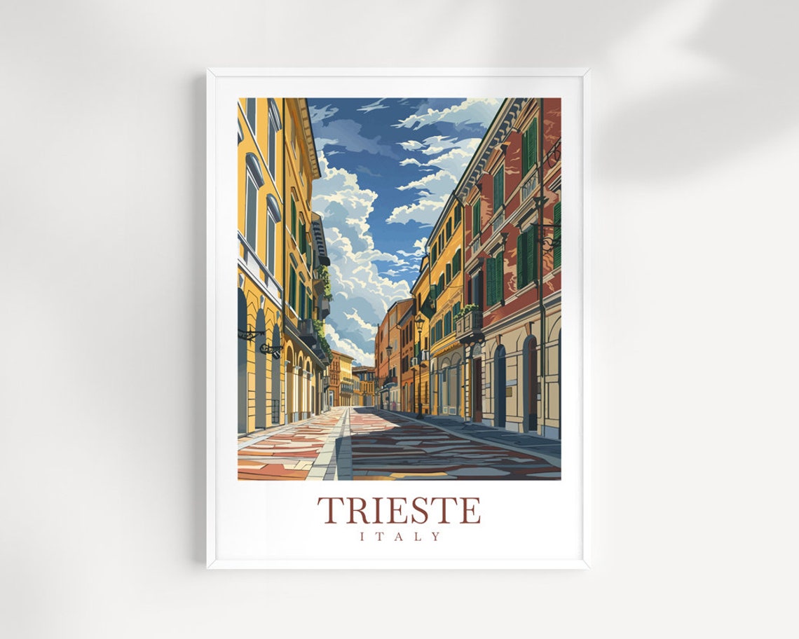 Trieste Italy Historic Old Town Street in Sunlight Art Print