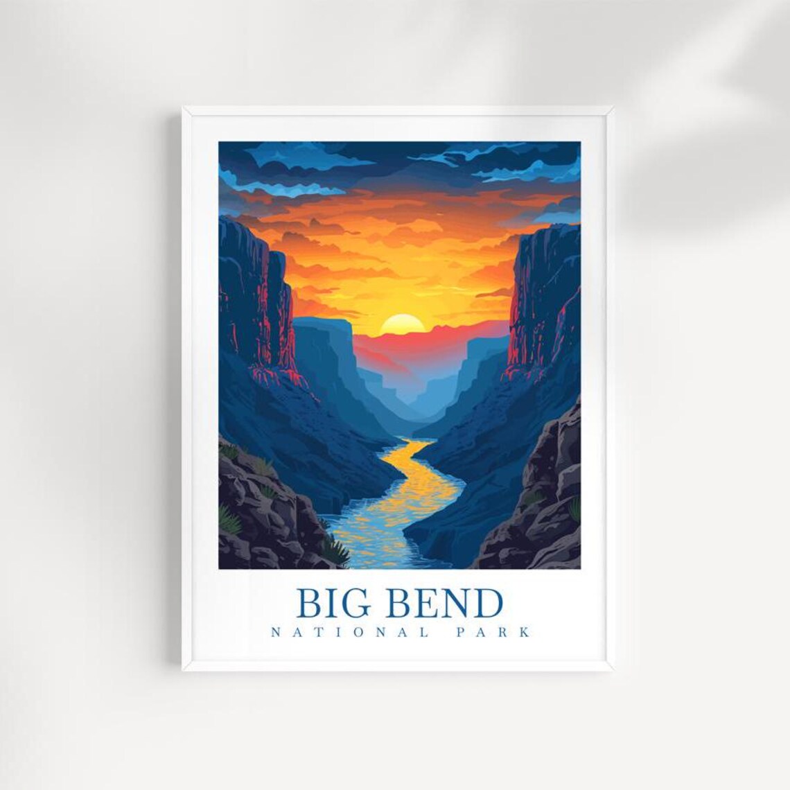 Big Bend National Park Sunset Over Canyon River Texas Desert Travel Poster