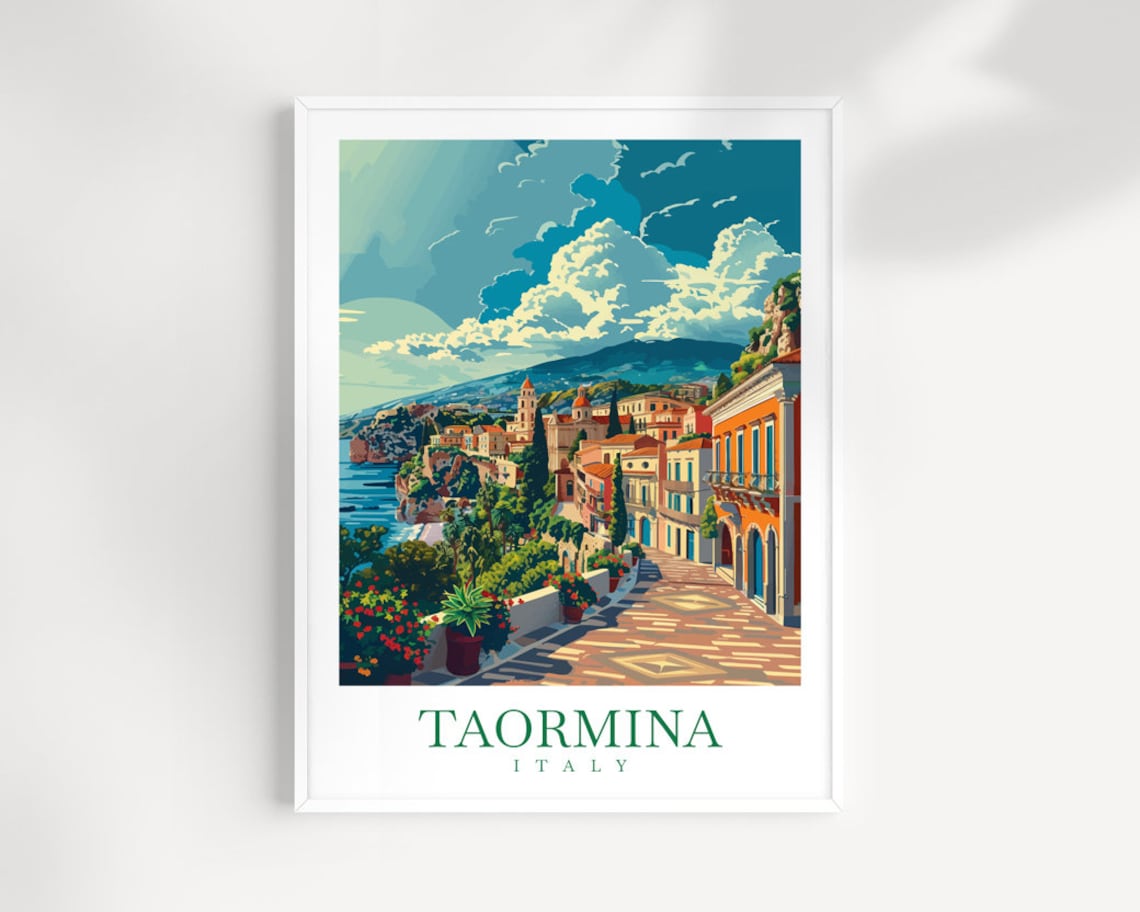 Taormina Travel Poster, Italy Wall Art Print