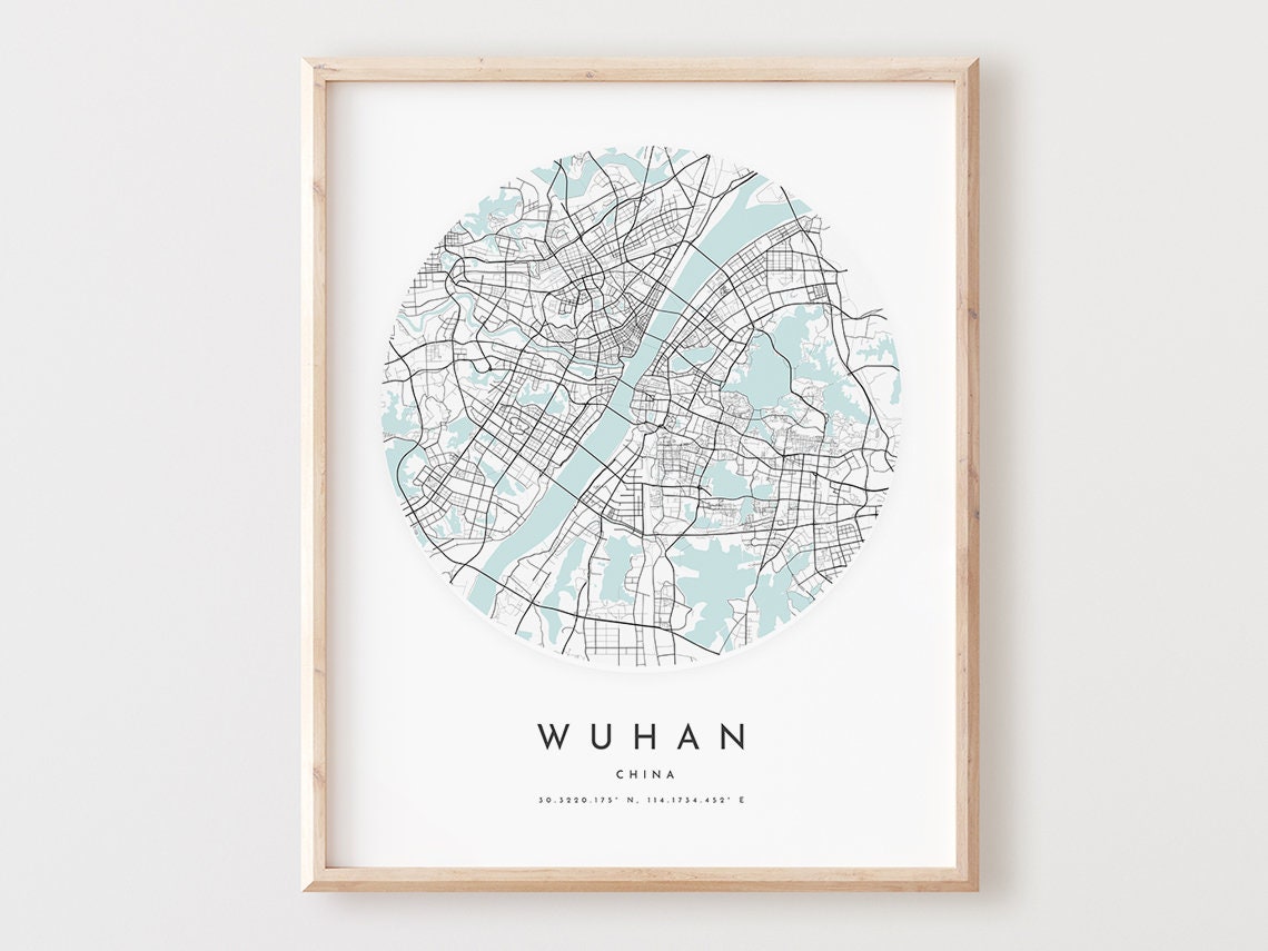 Wuhan China Map Poster Minimalist Circular City Street Artwork