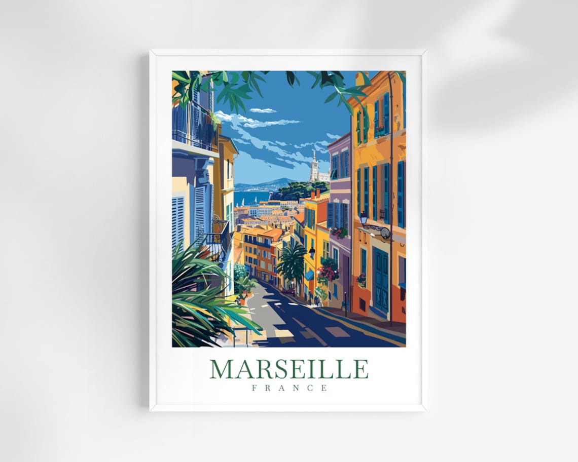 Marseille France Charming Old Town Street Vista Scene Poster
