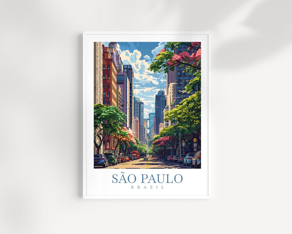 Sao Paulo Travel Print Brazil Poster Wall Art Sao Paulo Wall Hanging Home Decor Sao Paulo Gift Art Lovers Print Art Brazil Wall Art Poster