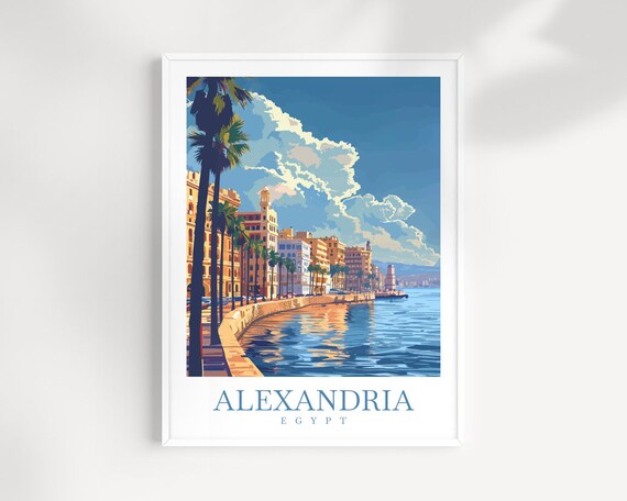 Alexandria Travel Print Wall Art Egypt Poster Wall Hanging Home Decoration Birthday Gift Ideas Egypt Gift