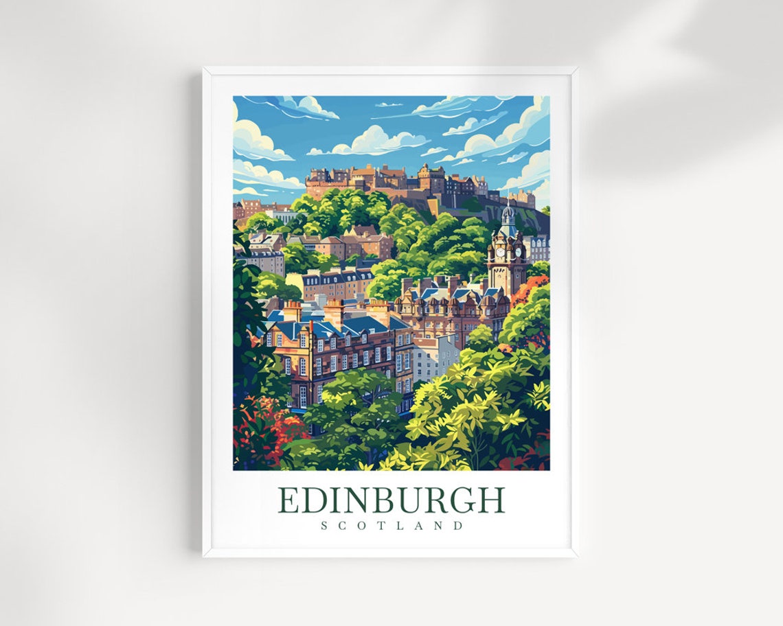 Edinburgh Castle On The Hill Scotland Cityscape Travel Poster