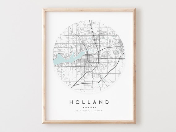 Holland, Michigan Map Art Print, City Street Poster