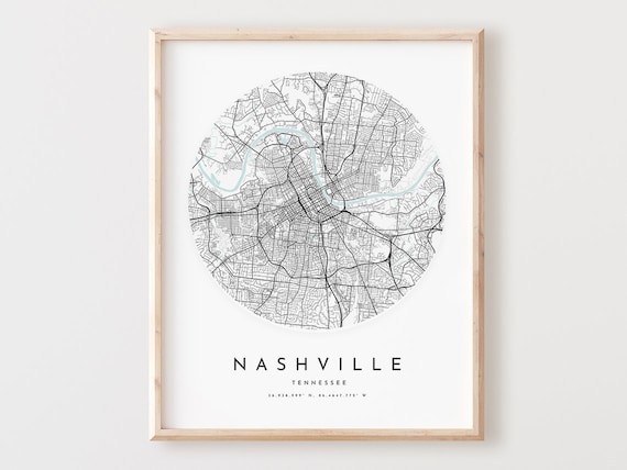 Nashville Map Print Tennessee City Street Art