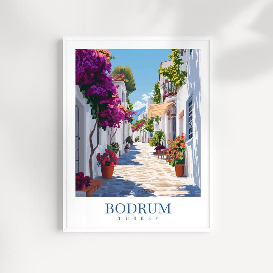 Bodrum Turkey Art Print Aegean Sea View Illustrated Cityscape