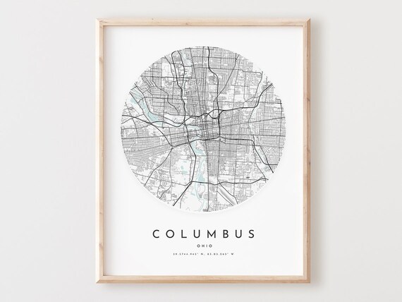 Columbus Ohio Map Print City Street Art Poster