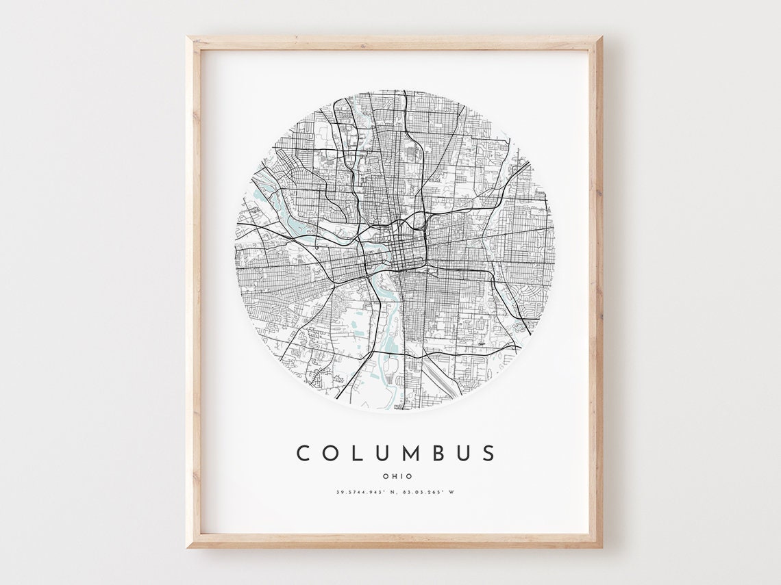 Columbus Ohio Capital Minimalist Circle City Street Map Art Poster