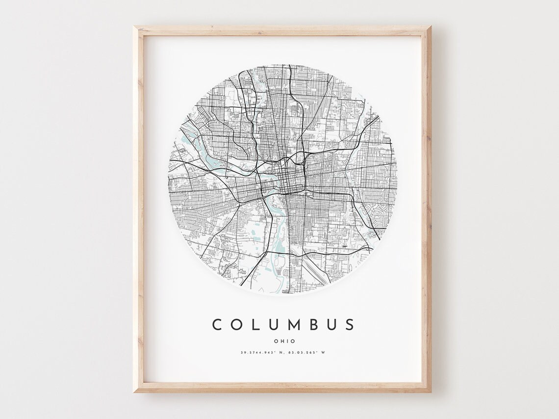 Columbus Ohio Map Print City Street Art Poster