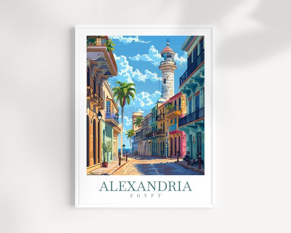 Alexandria Travel Print Wall Art Egypt Poster Wall Hanging Home Decoration Birthday Gift Ideas Egypt Gift