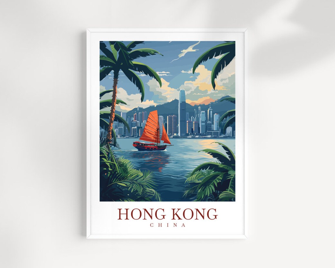 Hong Kong Travel Print Wall Art China Wall Hanging Home Dcor Gift Hong Kong Art Lovers China Hong Kong Art Gift Hong Kong Poster Gift