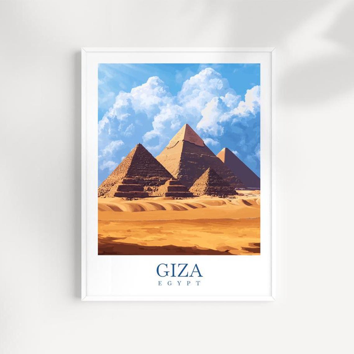 Giza Egypt Pyramids Desert Golden Sands Vintage Travel Poster