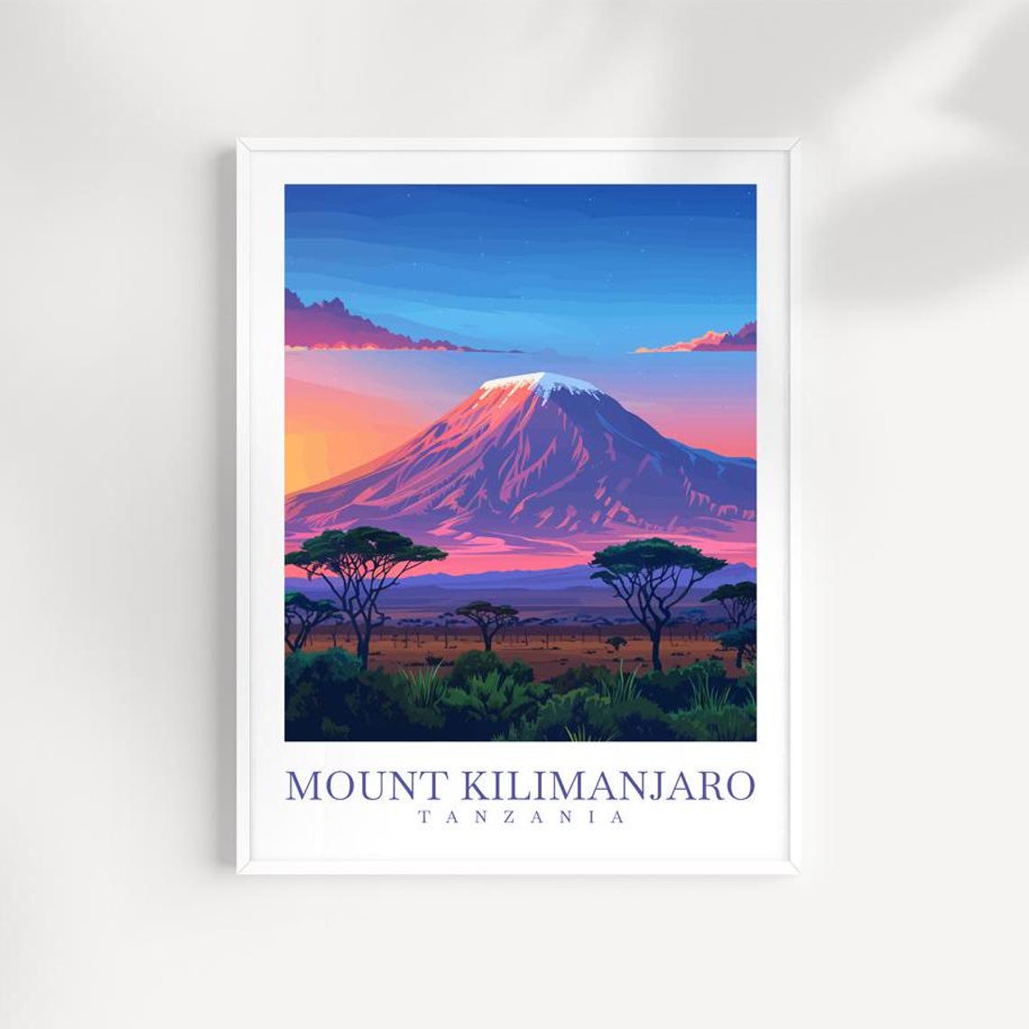 Mount Kilimanjaro Travel Print Tanzania Wall Art Africa Wall Hanging Home Dcor Tanzania Gift Art Lovers Tanzania Art Lover Gift Wall Art