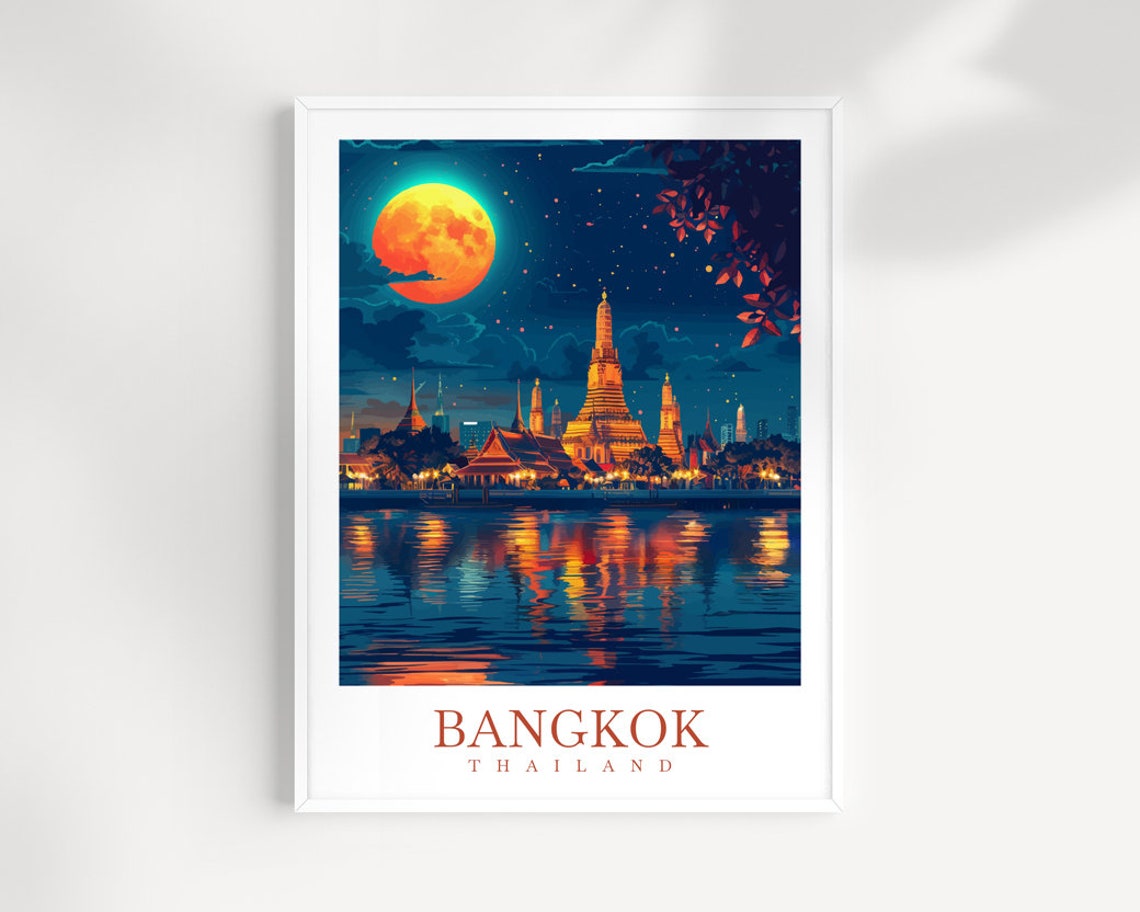 Bangkok Travel Print Wall Art Thailand Wall Hanging Home Decor Bangkok Gift Art Lovers Wall Art Thailand Travel Print Gift Thai Travel Art