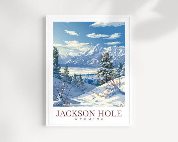 Jackson Hole Travel Print Wall Art Jackson Hole Wall Hanging Home Dcor Jackson Hole Gift Art Lovers Ski Art Lover Gift Wyoming Print