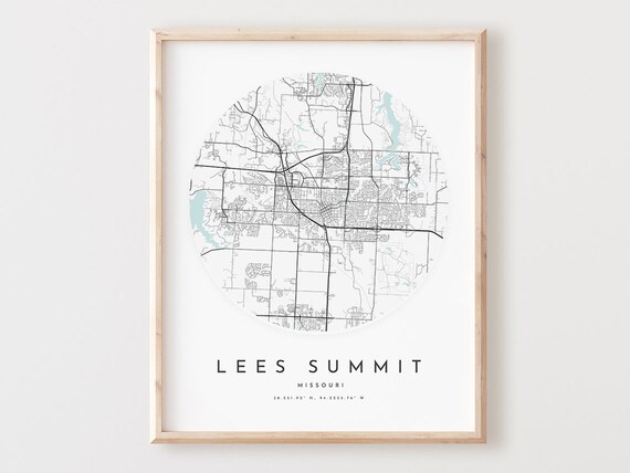 Lees Summit Missouri Map Print City Street Art