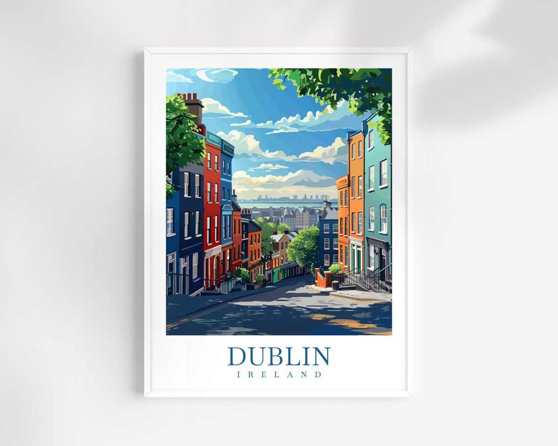 Dublin Ireland Steep Rainbow Street Descending to the Sea Poster