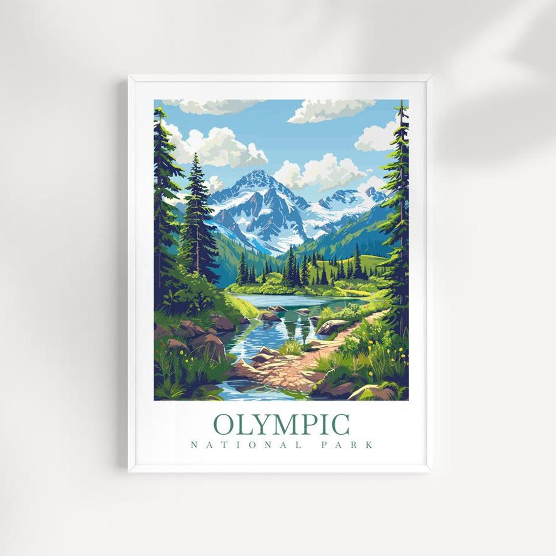 Olympic National Park Alpine Lake Evergreen Forest Peaks Poster