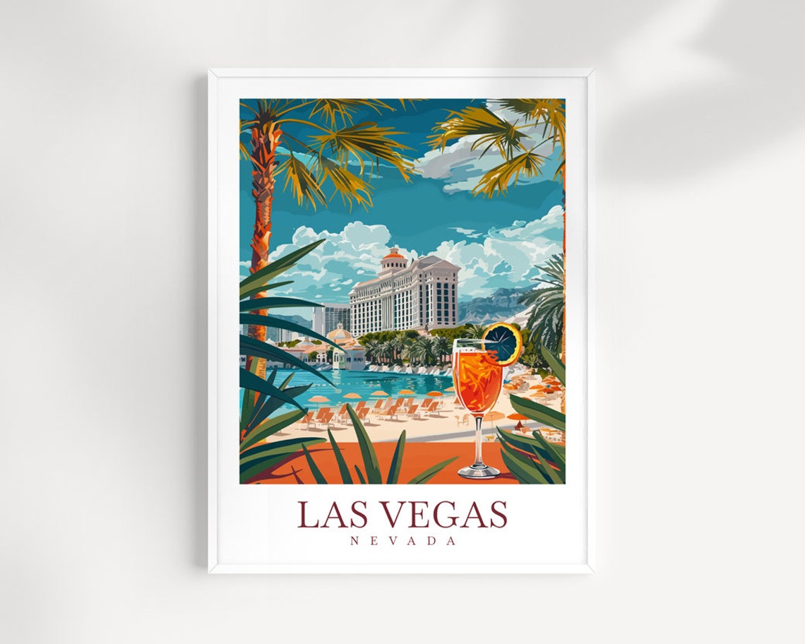 Las Vegas Nevada Poolside Cocktail Resort Fun Day Travel Poster