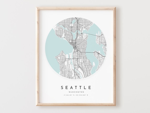 Seattle Map Print Modern City Street Art