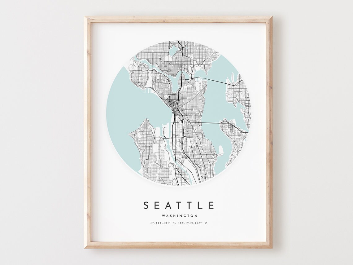 Seattle Map Print Modern City Street Art