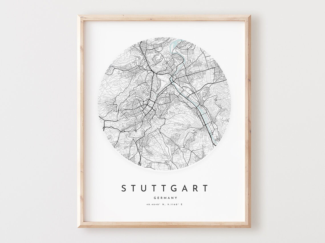 Stuttgart Map Print City Street Art Poster