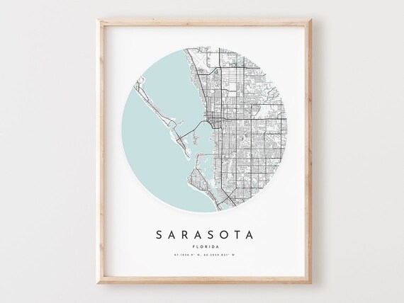 Sarasota Florida Map Print Modern City Wall Art