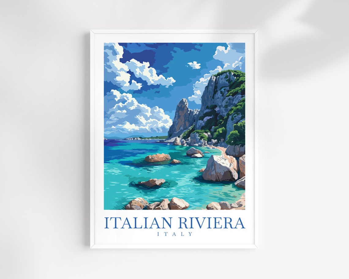 Italian Riviera Travel Print Italy Wall Art Italian Riviera Wall Hanging Home Dcor Italian Gift Art Lovers Italian Riviera Art Lover Gift
