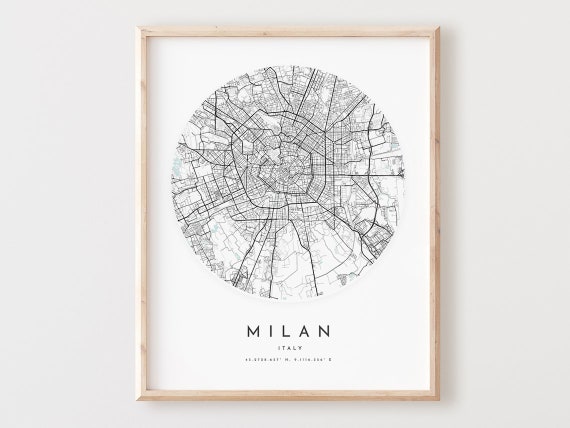 Milan Map Print, City Street Wall Art