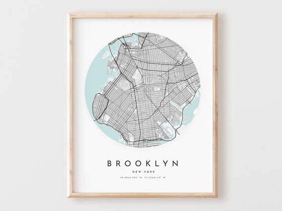 Brooklyn Map Print Minimalist City Street Poster
