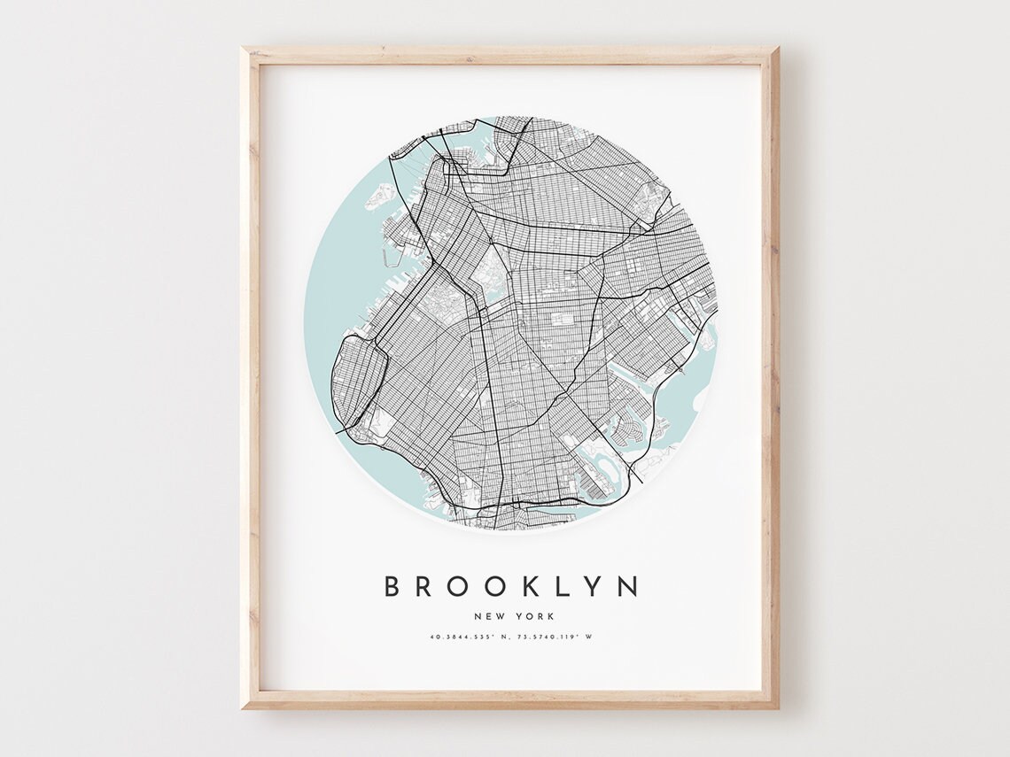 Brooklyn Map Print Minimalist City Street Poster