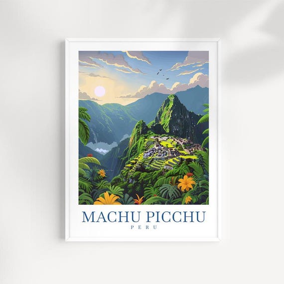 Machu Picchu Travel Poster Peru Wall Art Decor