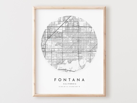 Fontana Map Print Modern City Street Art