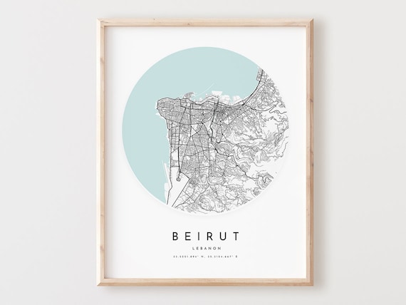 Beirut Map Print City Street Art Poster